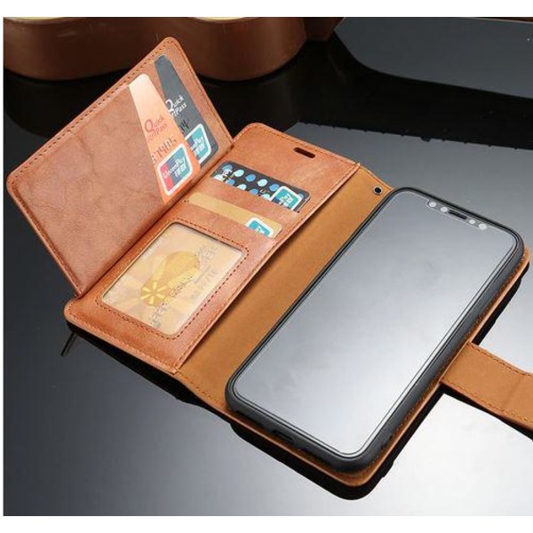 5 kort platser plånbok fodral för iPhone 7/8|brun