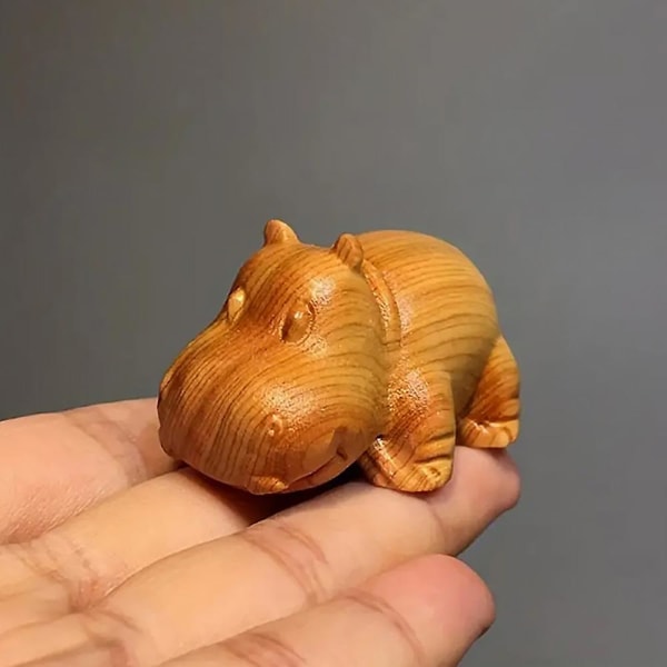 Hippo Wood Carving Ornament Sculpture Figurine Statue Home Table Office Desktop Decoration Gifts