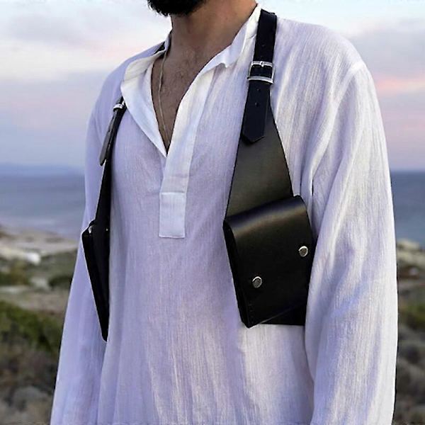 Middelalderlædersele-Hylstertaske Motorcykel Stil Skjult Tyverisikret Tegnebog Telefonpung Viking Cosplay Festivaltaske Mænd Kvinder