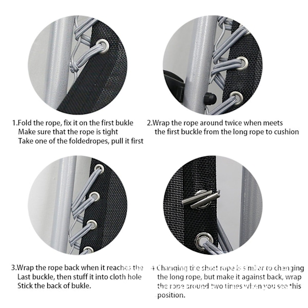 4x Rep snören elastisk sladd kompatibel med solstol stol 4st elastisk rep