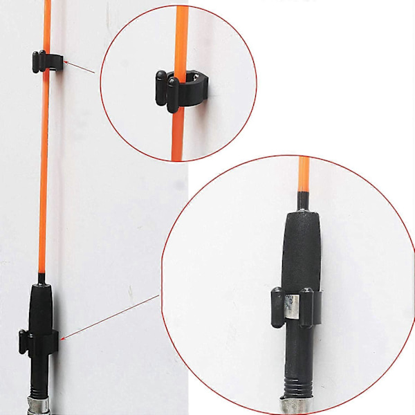 24 Pakk Veggmontert Fiske Stang Oppbevaringsklips Klemmer Holder Biljardkø Organiser, Fiske Stang H