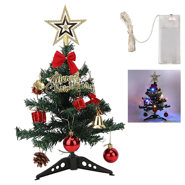 11,8 tommer mini kunstig juletræ med LED-lyskæde - farverig lys bordplade hjem skønhedssalon ornament