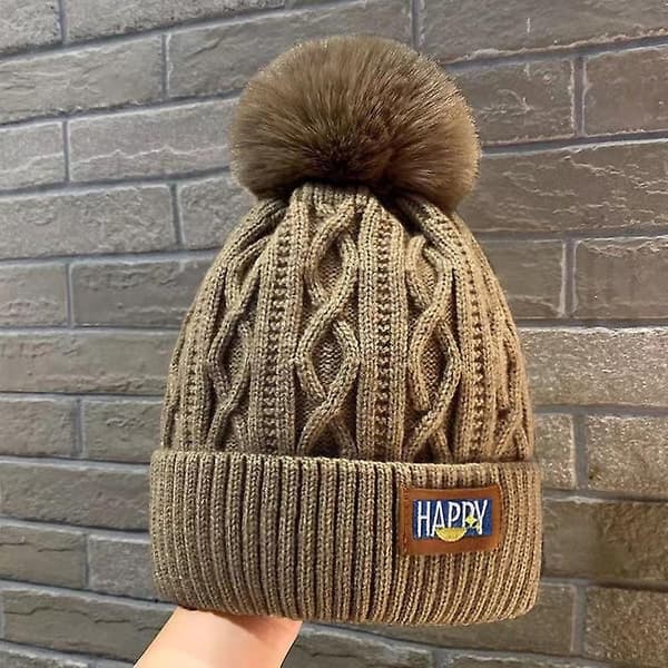 Damhatt, varm stickad mössa, Off-White