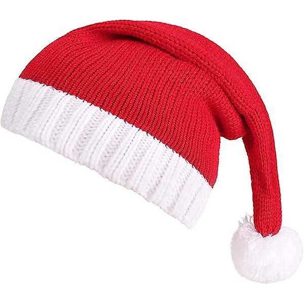 Santa Hat Christmas Beanie Hat Xmas Party Hat Red Knitted Stocking Hat Cap for Adult Women Men,1pc