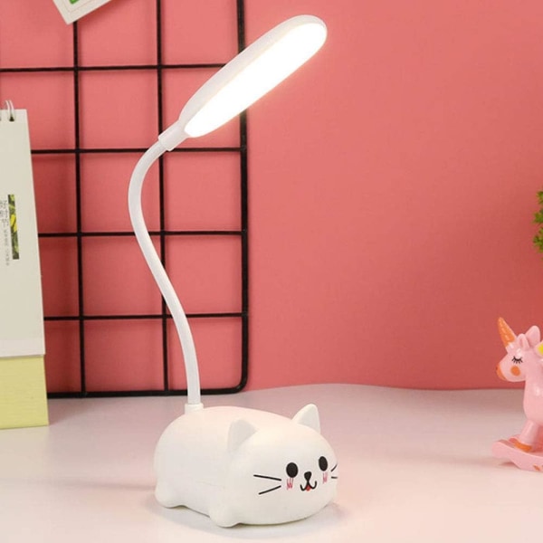 LED-bordslampa för barn trådlös laddning ögonskyddslampa USB -laddning tecknad leksakslampa (vit)