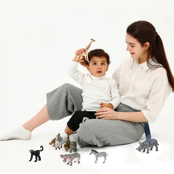 10 stycken Simulering Djur Leksak För Barn Barn Actionfigurer Vilda djur Figuriner Hem Plast Modeller Heminredning (FMY)