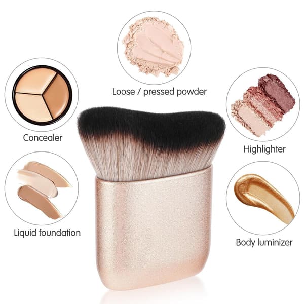 3-delt børste til selvbruner, professionel kabukibørste til ansigt og krop, foundation, blush, bronzer, tan, makeupapplikation