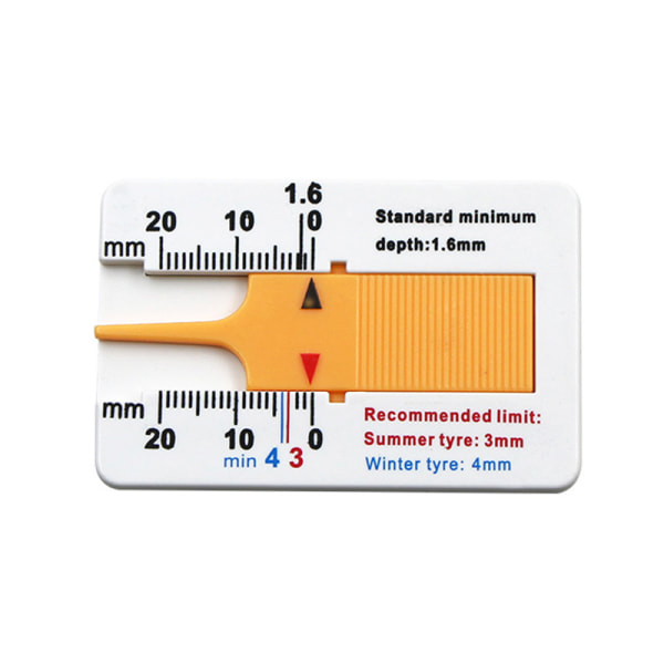 4 delar mönsterdjupmätare, mönsterdjup mätområde 0-20 mm, justerbart motorcykelutrymme djupmätare (orange)