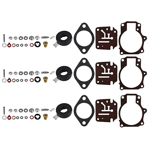 3 x Karburatorforgasser Reparasjonssett og Float Fit for Johnson Evinrude 396701 65 70 75