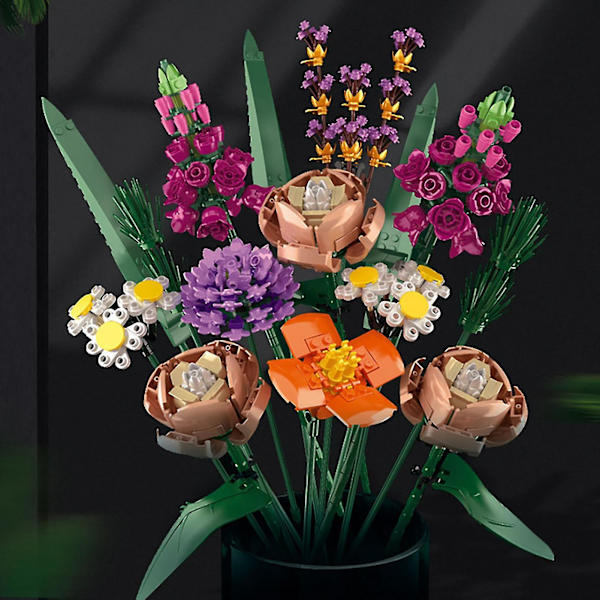 Blombukett Byggklossar Set Utsökt Vacker Kloss Blombukett För Alla Hjärtans Dag Present