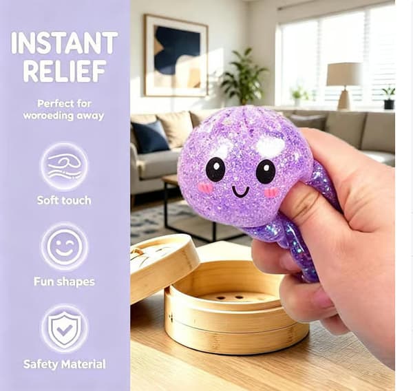 12 stk. Glitter Dumpling Squishy, ​​2026 Opgraderet Mini Squishy Dumpling Legetøj, Søde Stressbolde Fidget Sanselegetøj, Jul
