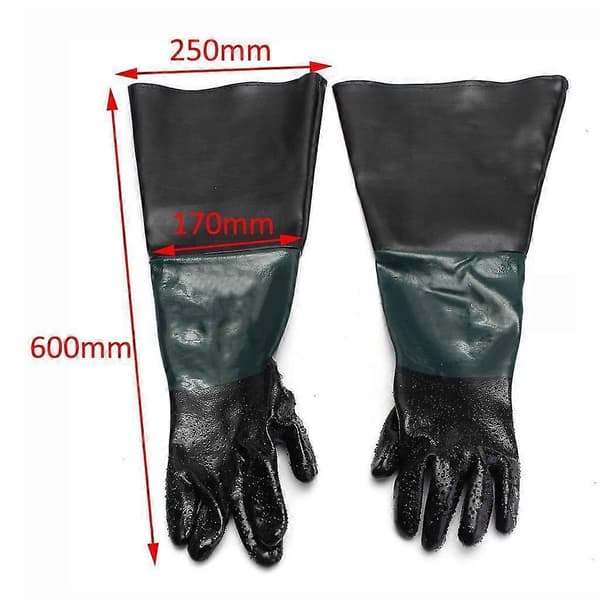 Sandblästringsmaskin specialhandskar 60cm med 6-håls handskar, halsring, svettransporterande med innerfoder