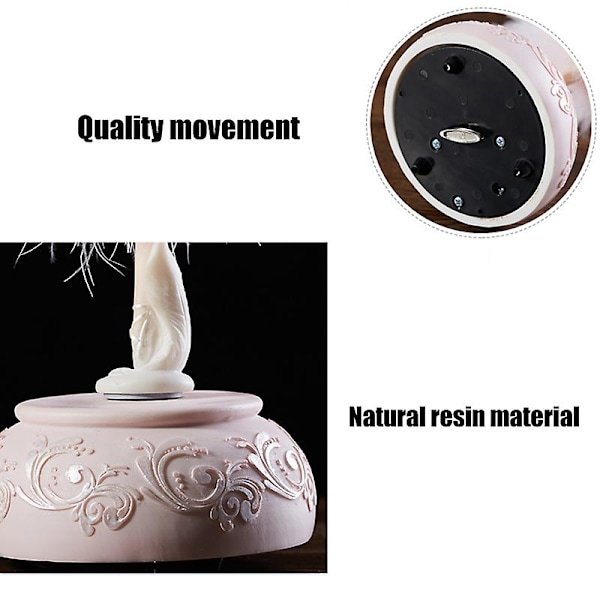 Ballerina Musikboks Ornament med Roterende Skørt og Fjer - Holdbar, Langvarig og Detaljeret - Den Perfekte Gave