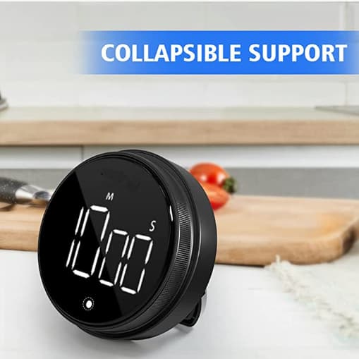 Magnetisk digital køkkentimer med stort LED-display Sort