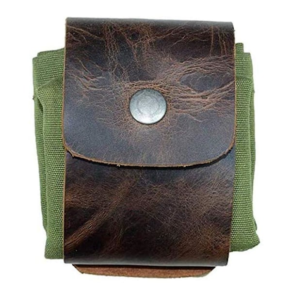 Bushcraft-väska i läder och canvas, hopfällbar vaxad canvas-foderpåse för vandring
