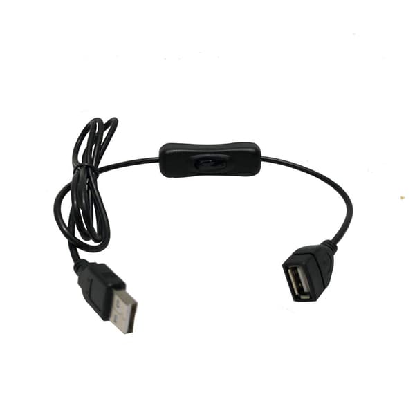 USB-kaapeli virtakytkimellä – 28 cm, A-uros–A-naaras