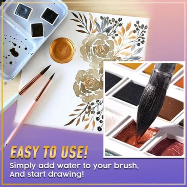 12-färgs metallisk akvarellfärg pigment transparent underpaket set 243792