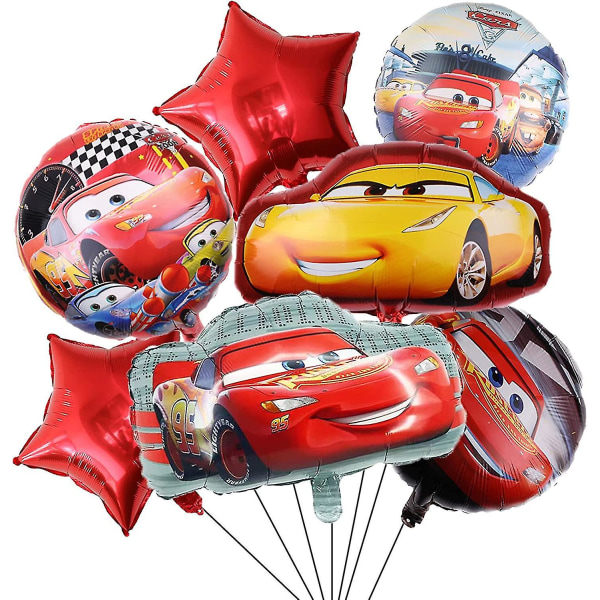Kryp 7kpl Autot Lightning McQueen Foil Ilmapallot Pojille Syntymäpäivä Baby Shower Kilpa-autojen teemajuhlakoristeet