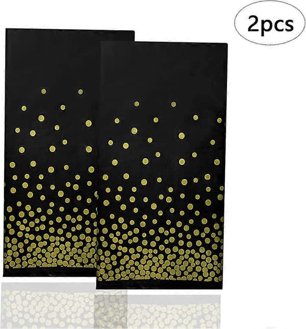 2-pack Prickiga Dukar, 137x274 cm Rektangulära Bordsdukar, Svart Guldprickig Acsergery-gåva