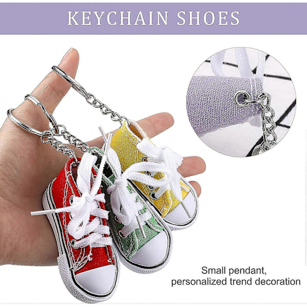Nøglering Mini Sneaker Sko Nøglering Vedhæng 12 stk