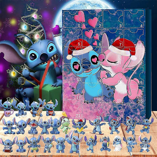 Söpö Joulukalenteri 2024 Lapsille, Pieni Monsteri Lilo & Stitch Kawaii Hahmojen Lelut Joulukuun Laskentakalenteri, Ihastuttava Joululahjaidea Lapsille G