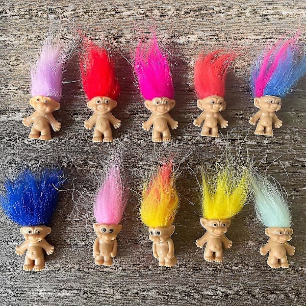 10 stk. Lykkelige Mini Troll Dukker Figurer Kake Toppers Dekorasjon Bedårende Søte Små Karer Samling, Kunst Håndverk, Festartikler