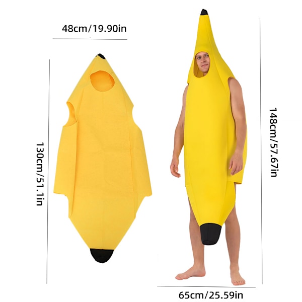 Halloween-kostym bananformad sminkuppträdande kostym banan kostym mjuk och bekväm