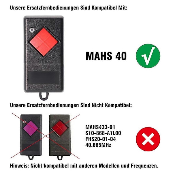 27.015 MHz Radiofjernkontroll for Garasjeport, Erstatningsfjernkontroll for Dicket Håndholdt Sender MAHS27-0