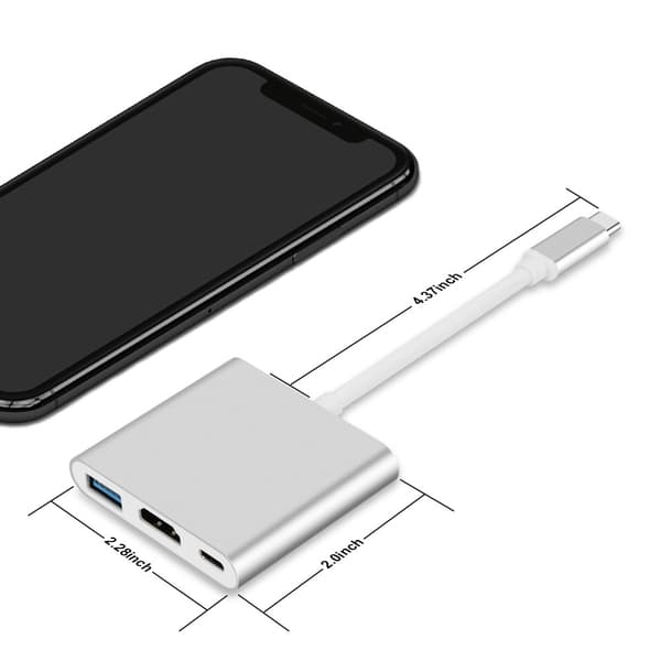 3-i-1 USB-C-hub med HDMI, USB 3.0 og PD-lading