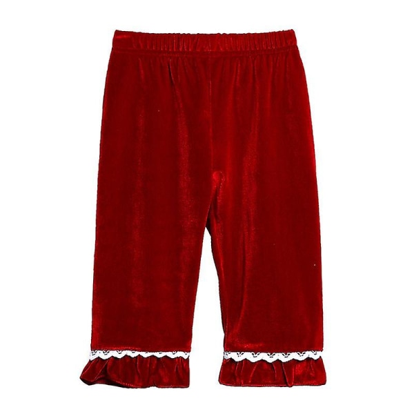 Barn Flickor Pyjamas Set Guld sammet Pyjamas Set Jul Vinter Pyjamas-Röd