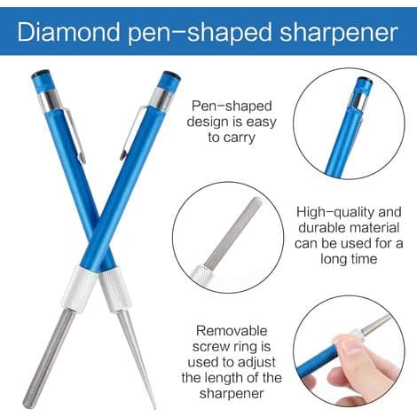 Slibepen, 2 stk. bærbare diamantslibere bruges til savtakkede knive, sakse, diamantslibestift