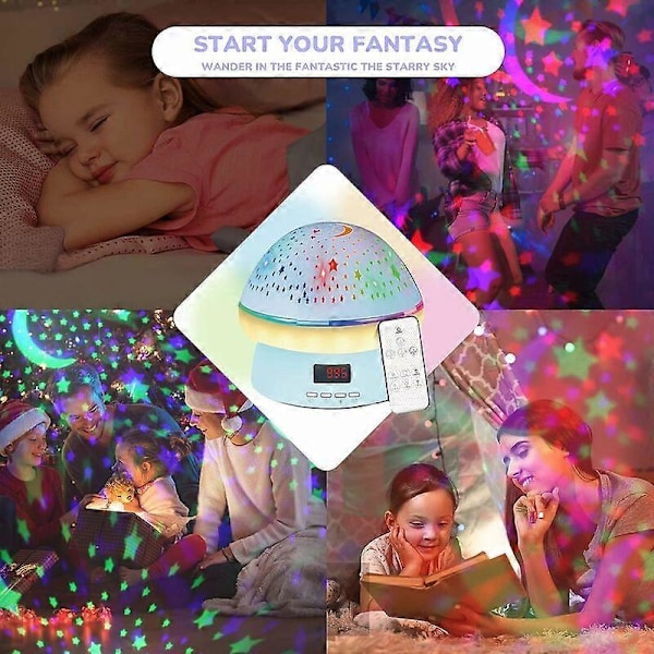Fjernbetjening og Timer Design Stjerneklar Himmel Roterende Stjerneprojektor Natlampe, 16 Farverige Projektorer Dæmpbar LED Sengelampe, Selvlysende Stjerne