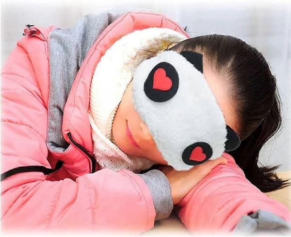 Söt Panda Ögonmask, 2st Mjuk Fluffig Sovmask Skydd Vila Ögonbindel för Acsergery Rese Sovpresent