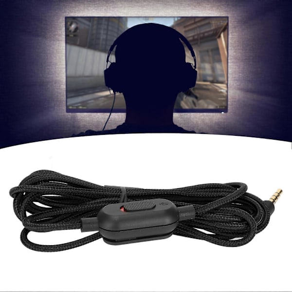 Gaming Headset Kabel Vævet Høretelefonledning Med Lydstyrkekontrol Og Lydløs-knap Til Logitech G Pro G Pro X G433 G233 Sort