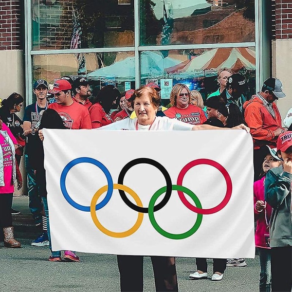 Taitettava olympialaisten viiden renkaan lippu Paksumpi polyesterilippu  YIY