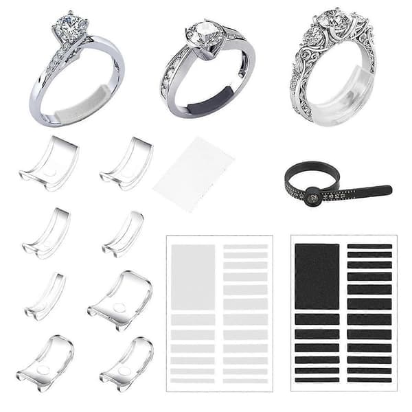 8 st Ringstorleksjusterare för lösa ringar Transparent Ringadapter Kit med Silverputsduk