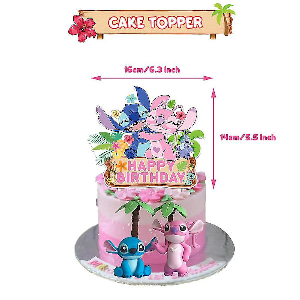 Lilo & Stitch-tema födelsedagsfest dekorationer set ballonger banderoll tårtdekorationer dekorationer kit för barn pojkar flickor