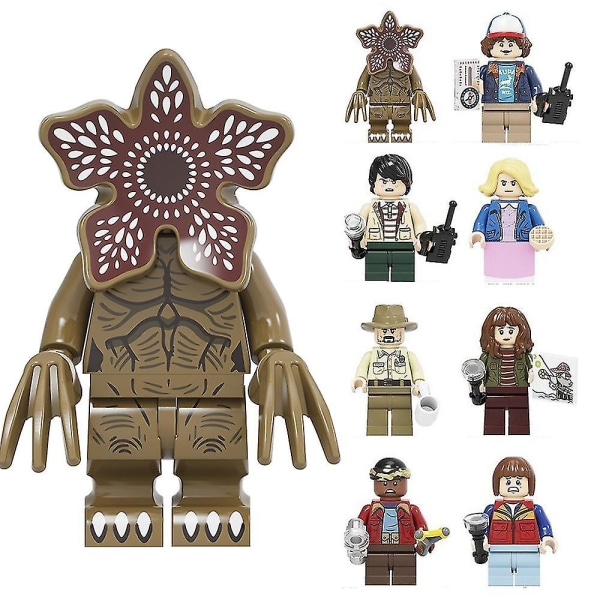 8 st Stranger Things monterade leksaksbyggstenar Humanoid små figurer set barn present