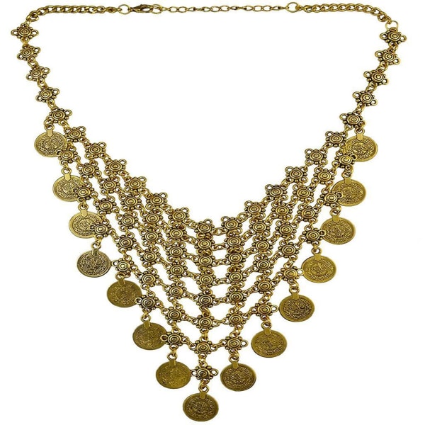 Bohemian Tassel Fringe Bib Statement Choker Halskjede Gull