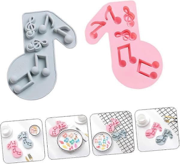 2 stk. Silikonform Former Silikon Baking Gummiformer Silikon Isbit Musikk Note Kakeform Musikk Note Blondematte Musikk Note Kake Polymerleire 3d B