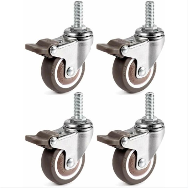 4 stk. drejelige hjul, 25mm M6 x 15mm stangmøbelhjul til vogne