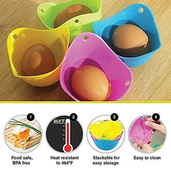 Silikonäggkokare Set med 6 St Pocherad Ägg
