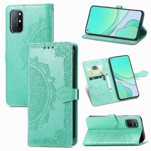 Fodral för Oneplus 8t Cover Läder Plånbok Fodral Mandala Magnetisk Flip Skydd Stöttålig - Grön