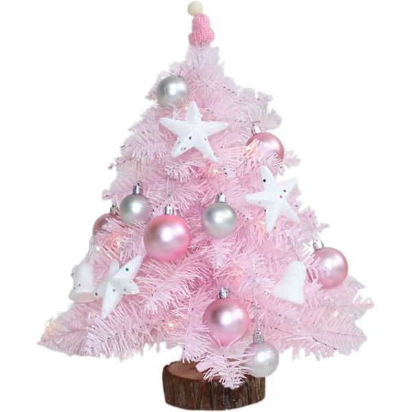 Bordsskiva Julgran, Mini Rosa Julgran Liten Konstgjord Julgran Med Led-lampor Och Glitterklot Julgran För ,45cm
