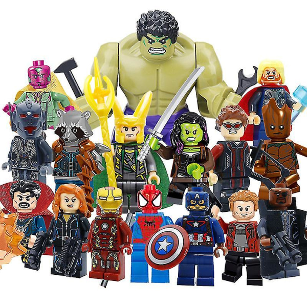 16 st Marvel Avengers Super Hero Comic Mini Figures Dc Minifigure Present för barn