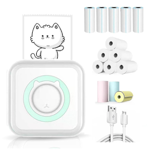 Mini lommeskriver for klistremerker, bærbar trådløs Bluetooth-skriver, termisk skriver for notater, memo, bilder, lommemerker, kuo Lu