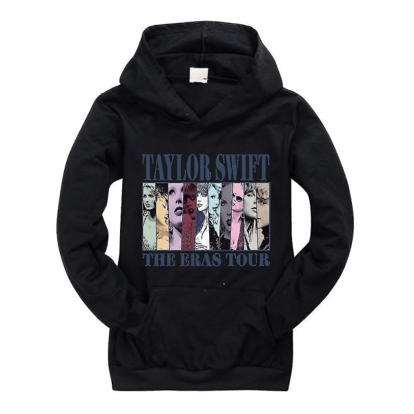 Pop Taylor Swift The Eras Tour Hoodie Barn Flickor Pojkar Långärmad huvtröja Casual Pullover Jumper Toppar Julklappar Black 9-10 Years