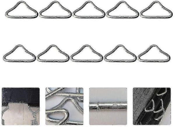 20 Stykker Rustfrit Stål Trekant Ring Spænde V-ringe kompatible Trampolin Reservedel Trampolinmåtte Håndværk