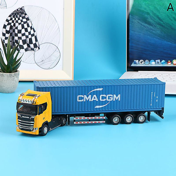 1 st 1:36 Diecast Alloy Truck Head Model Toy Container Truck Pull Back Med Ljus Engineering Transport Vehicle För Barn C1