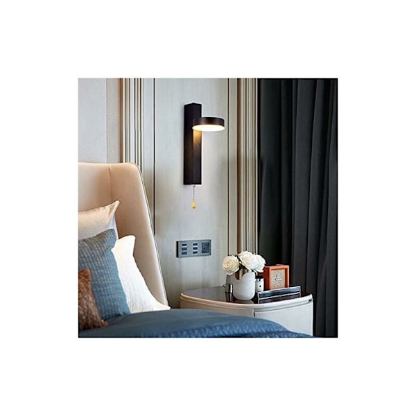 9W LED væglampe med tre farver og 360° roterbar træk-kontakt indendørs LED væglampe til stue soveværelse køkken